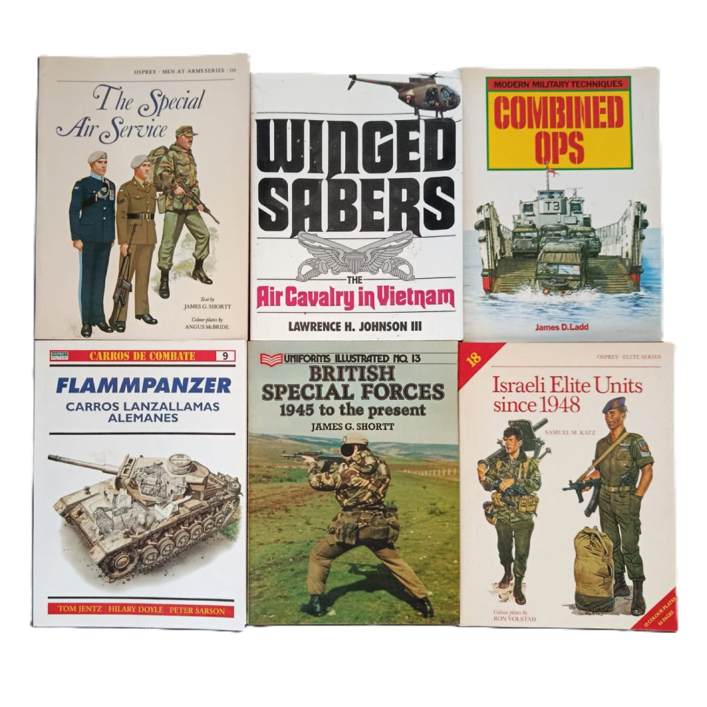 LOTE 6 LIBROS MILITARIA: OSPREY ELITE, MEN-AT-ARMS, SAS, VIETNAM & PANZERS. EDICIONES UK/USA