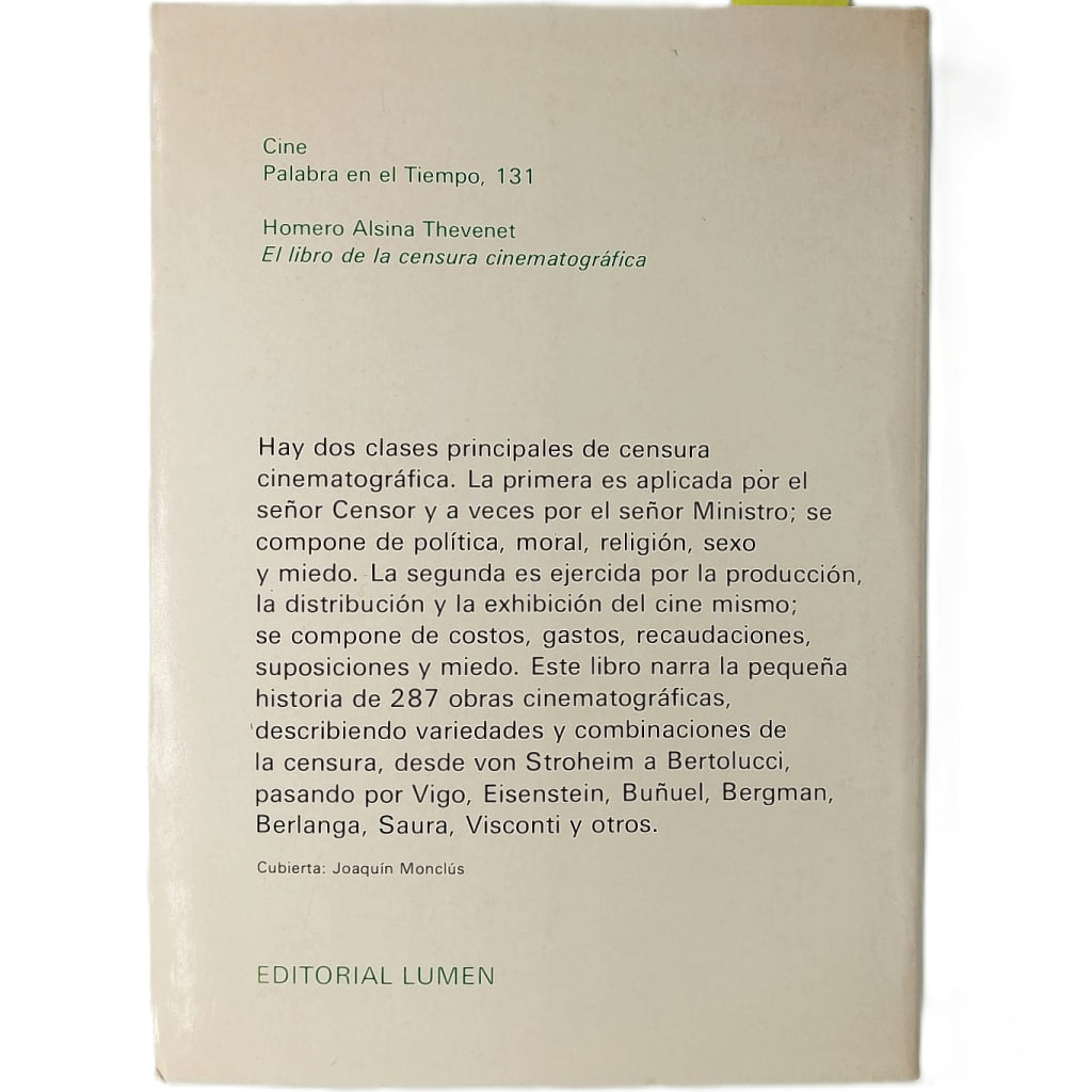 EL LIBRO DE LA CENSURA CINEMATOGRÁFICA. Alsina Thevenet, Homero
