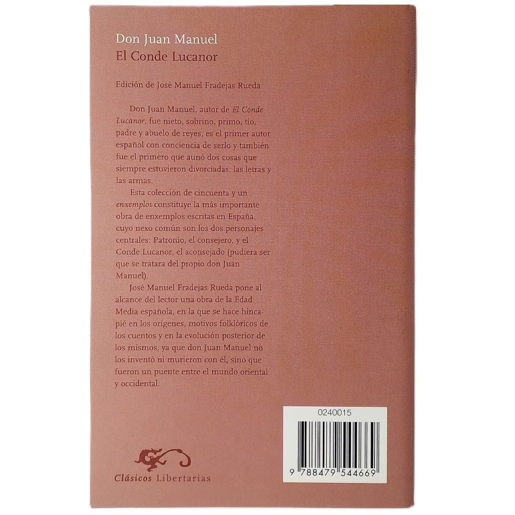 EL CONDE LUCANOR. Don Juan Manuel. Edición de José Manuel Fradejas Rueda