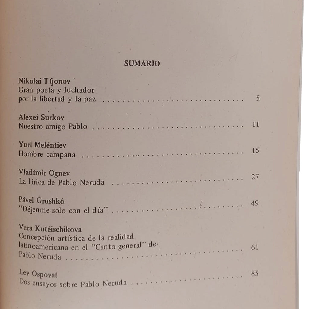 PABLO NERUDA, POETA Y COMBATIENTE. Tkachenko, V.