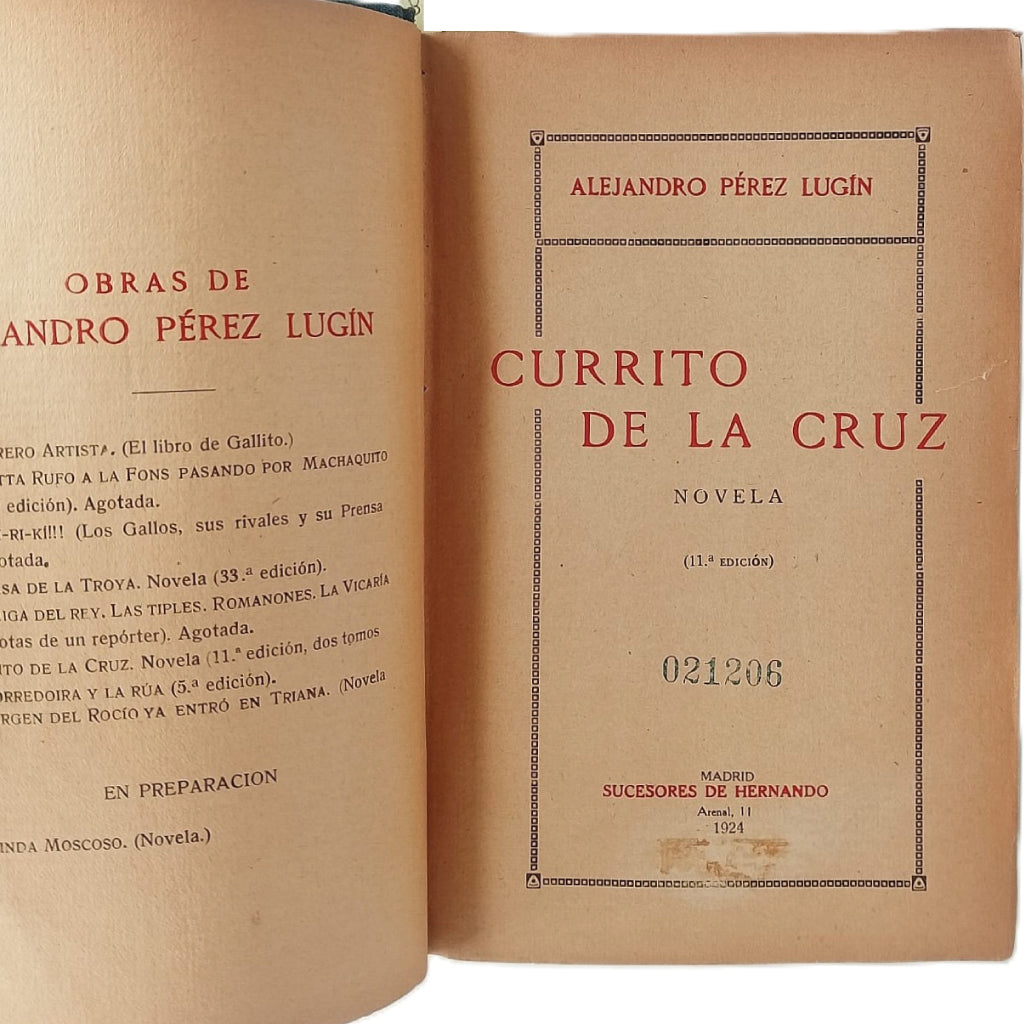 CURRITO DE LA CRUZ. Novela. Pérez Lugín, Alejandro