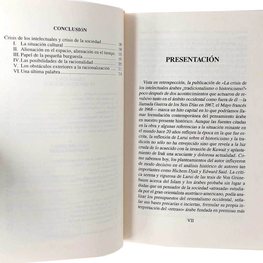 LA CRISIS DE LOS INTELECTUALES ÁRABES. ¿Tradicionalismo o Historicismo?. Larui, Abdallah