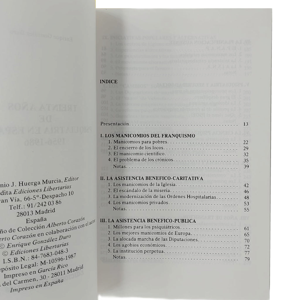 TREINTA AÑOS DE PSIQUIATRÍA EN ESPAÑA 1956-1986. González Duro, Enrique