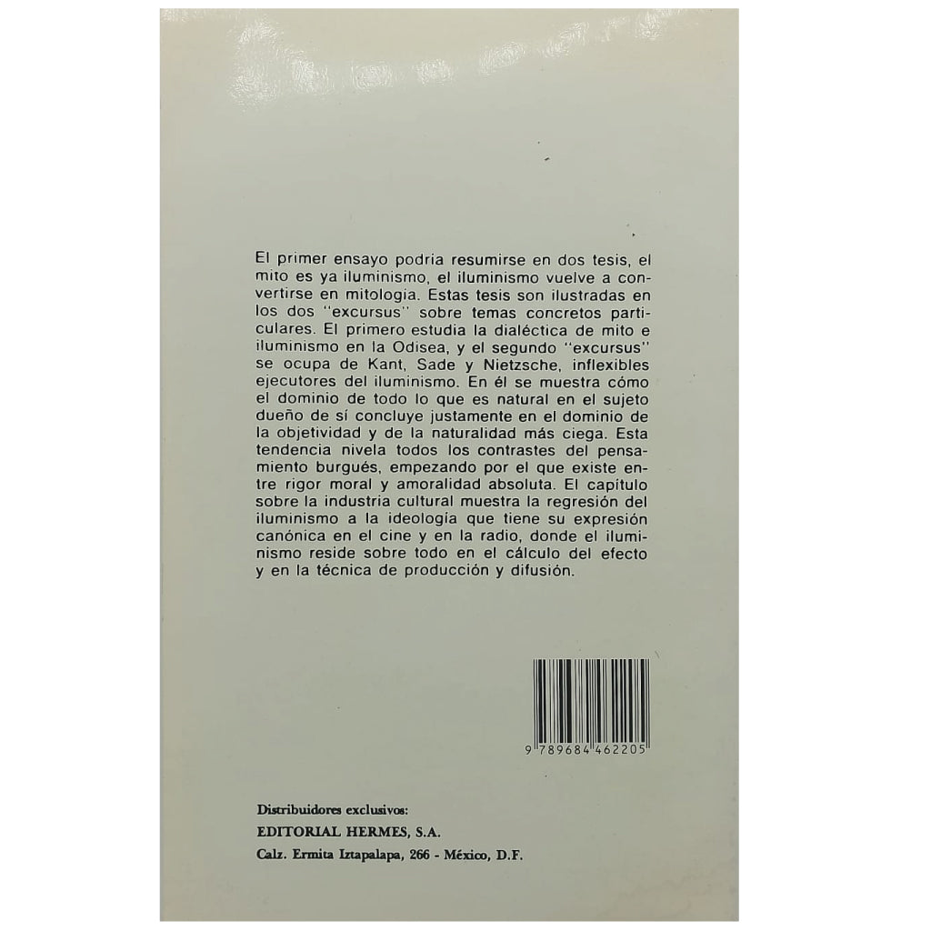 DIALÉCTICA DEL ILUMINISMO. Horkheimer, Max/ Adorno, Theodor W. Adorno