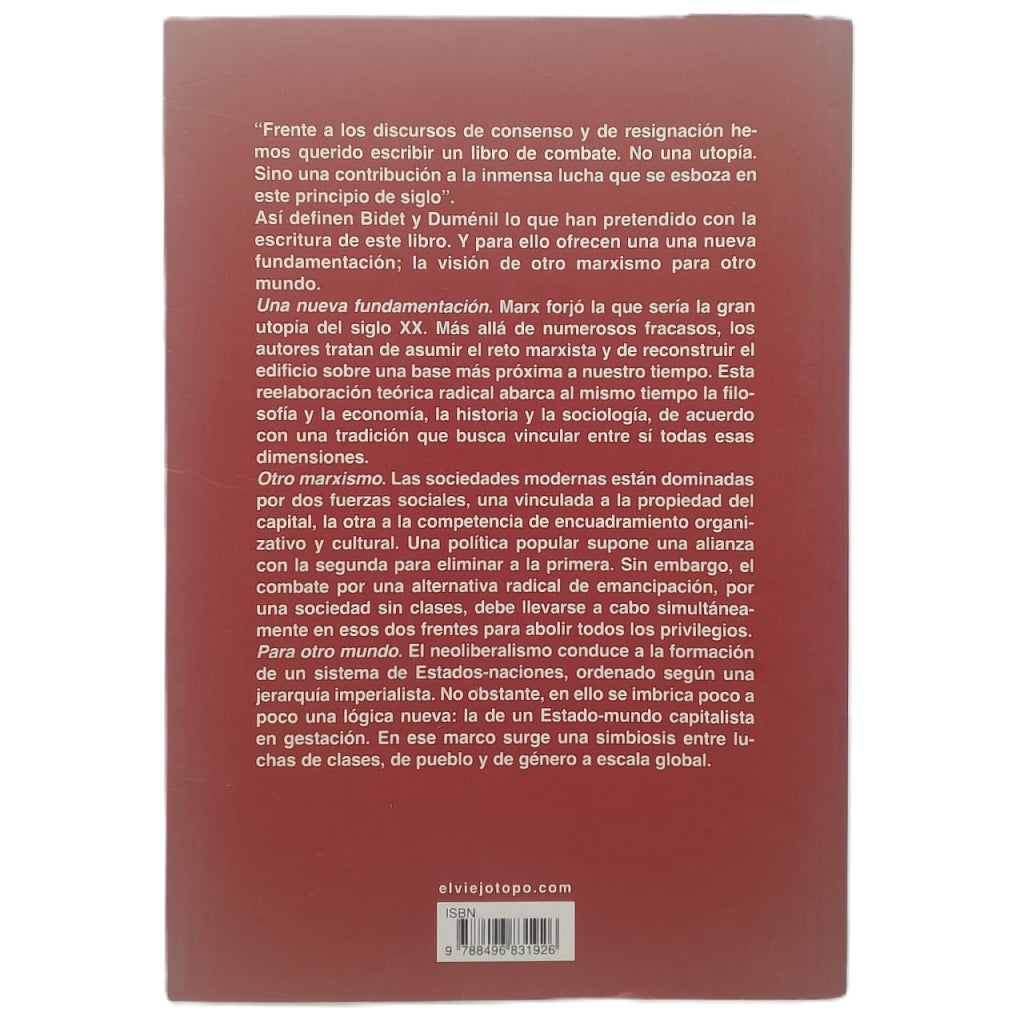 ALTERMARXISMO. Otro marxismo para otro mundo. Bidet, Jacques/ Duménil, Gérard
