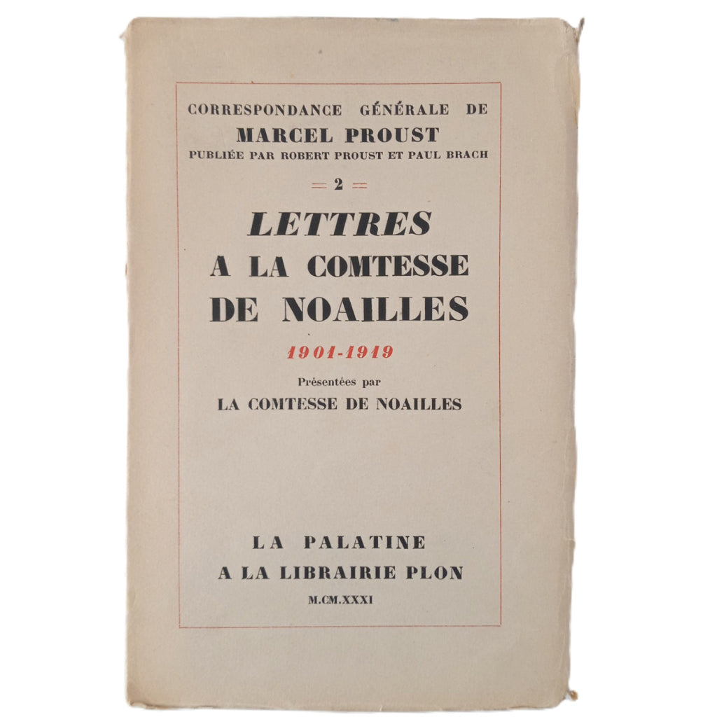 LETTRES A LA COMTESSE DE NOAILLES 1901-1919. Proust, Marcel
