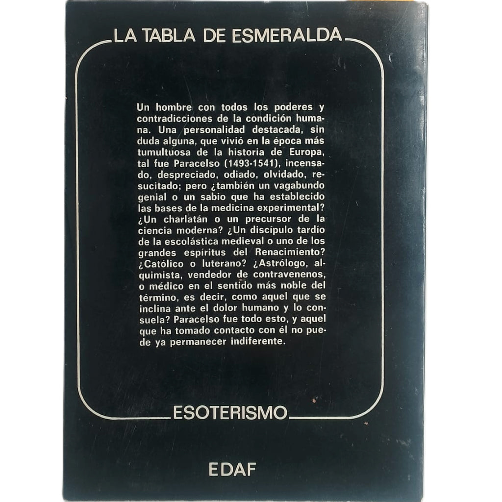 PARACELSO O EL TORMENTO DE SABER. Mariel, Pierre