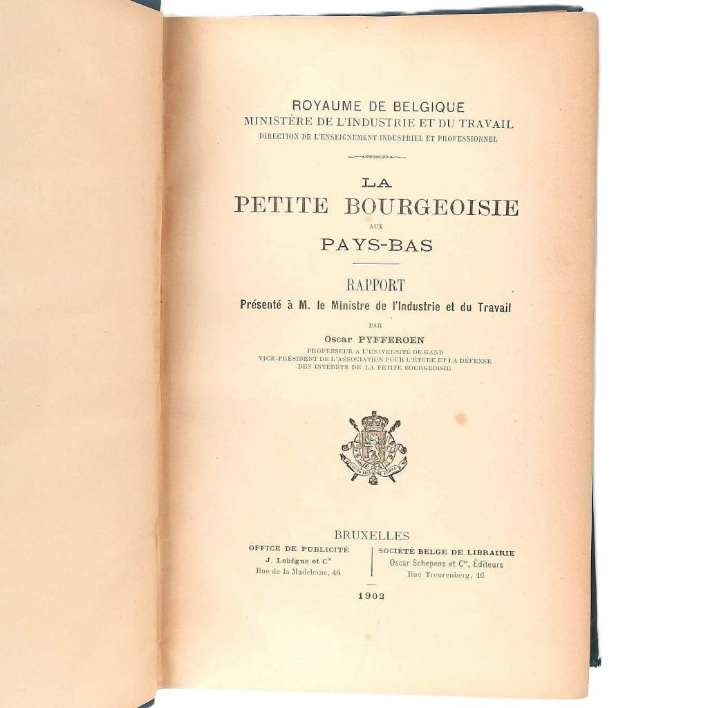 RAPPORT SUR LA PETITE BOURGEOISIE AUX PAYS-BAS. Rapport. Pyfferoen, Oscar