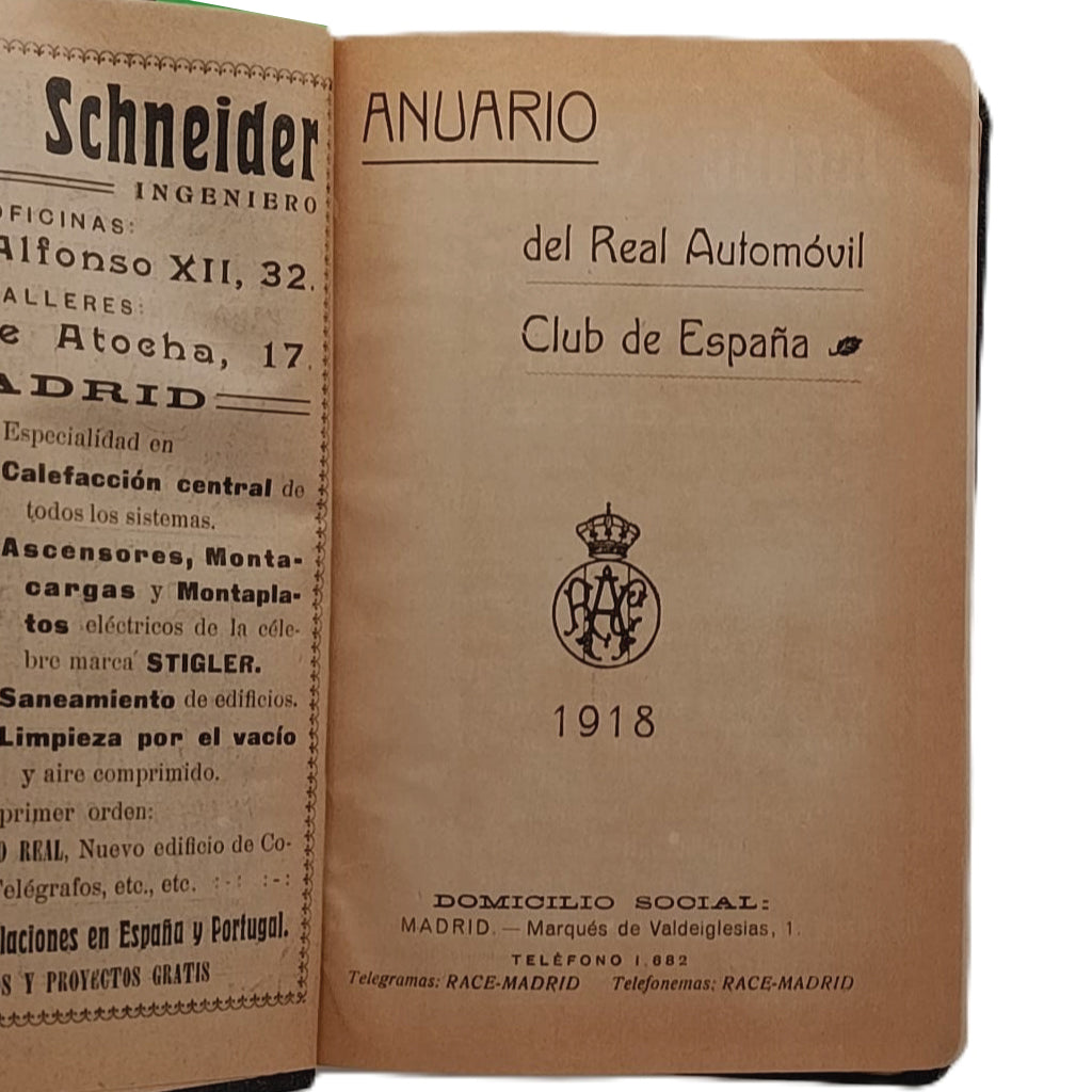 ANUARIO DEL REAL AUTOMÓVIL CLUB DE ESPAÑA 1918