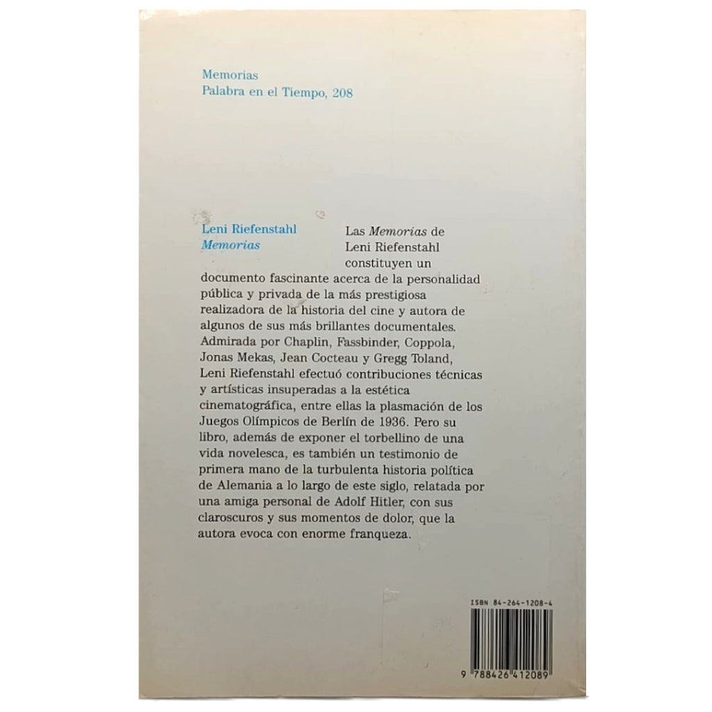 MEMORIAS. Riefenstahl, Leni