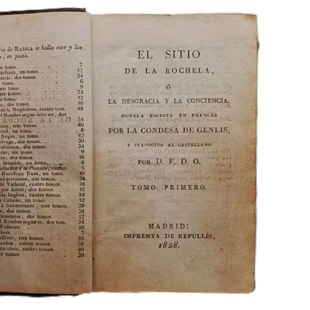 EL SITIO DE LA ROCHELA, o La desgracia y la conciencia. Condesa de Genlis