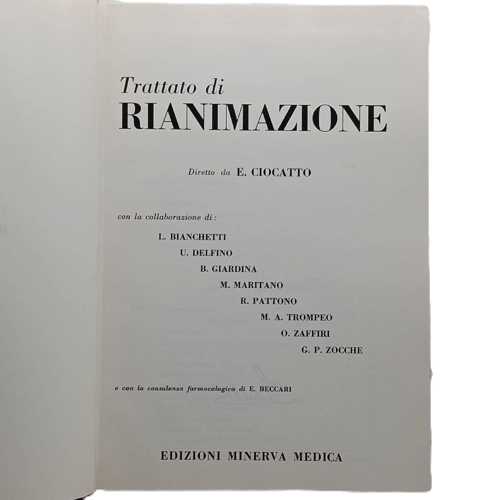 TRATTATO DI RIANIMAZIONE. Ciocatto, E. (Diretto)
