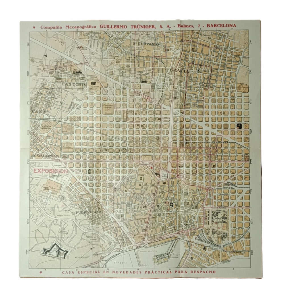 PLANO DE BARCELONA. Compañía Mecanográfica Guillermo Trúniger