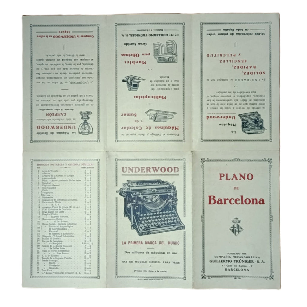 PLANO DE BARCELONA. Compañía Mecanográfica Guillermo Trúniger