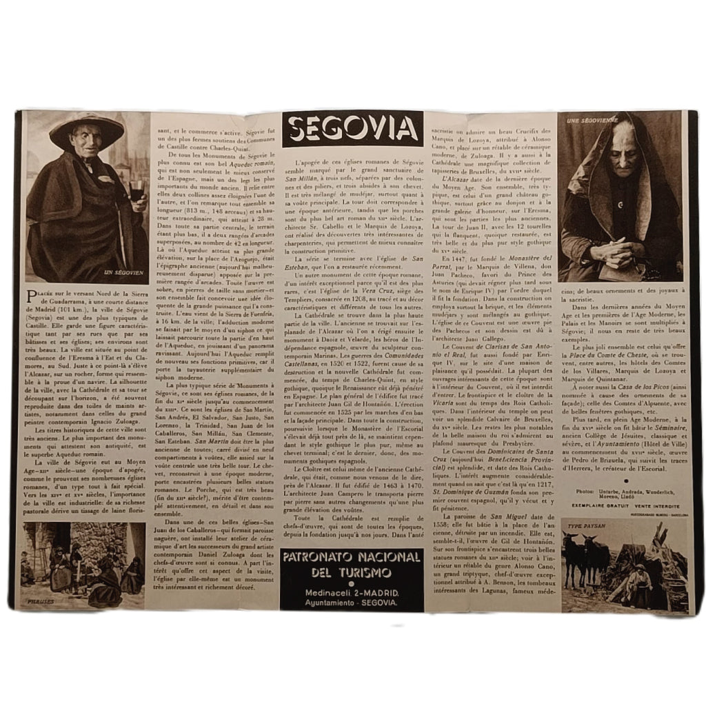 SEGOVIA. Folleto en francés. Patronato Nacional de Turismo