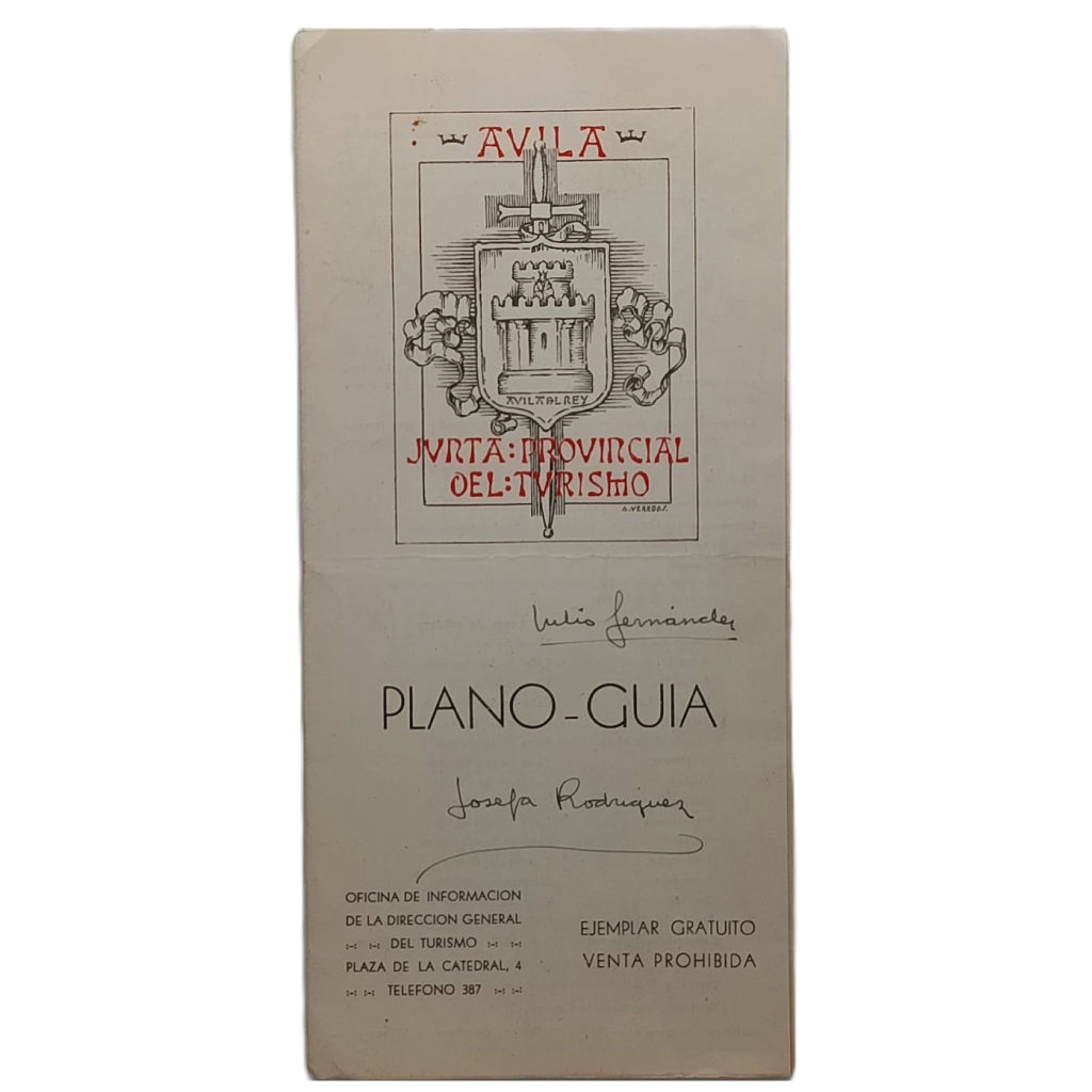 ÁVILA. Plano-Guía de la Junta Provincial de Turismo