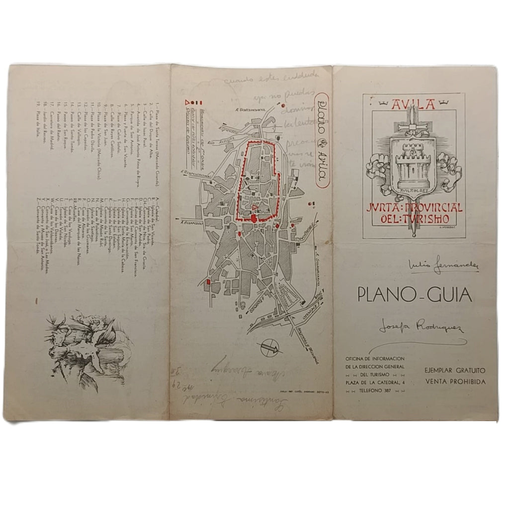 ÁVILA. Plano-Guía de la Junta Provincial de Turismo