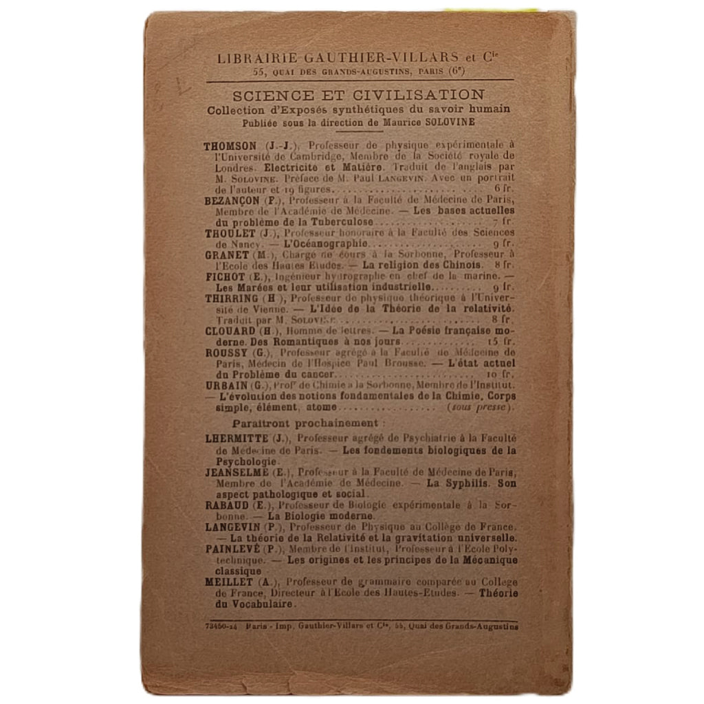 SUR L'ELECTRODYNAMIQUE DES CORPS EN MOUVEMENT. Einstein, Albert