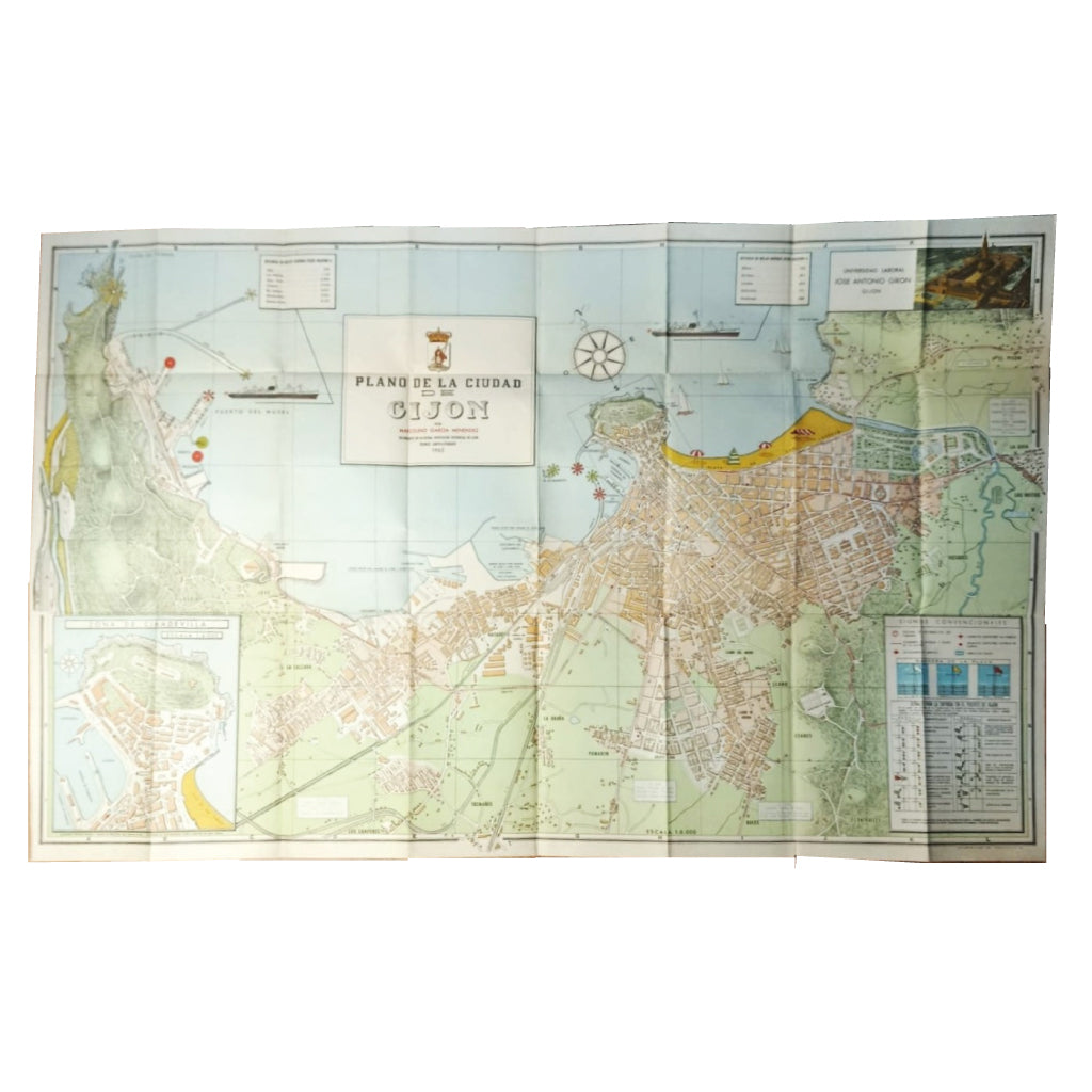 GIJÓN. Nuevo plano y callejero de la ciudad, escala 1:8.000 (Con nomenclátor de calles)