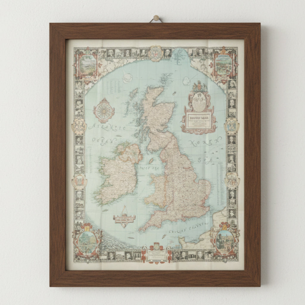 NATIONAL GEOGRAPHIC: A MODERN PILGRIM'S MAP OF THE BRITIS ISLES. Gilbert Grosvenor, Editor