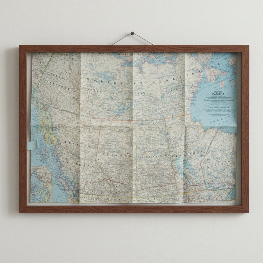 1966 WESTERN CANADA Map - National Geographic - Rockies & Yukon - 62x48cm - Archival Quality