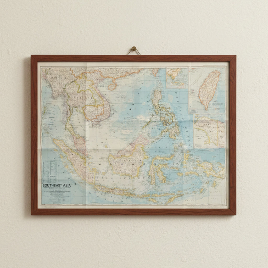 1968 SOUTHEAST ASIA Map - National Geographic - Vietnam War Era - Large 86x66cm - High Grade