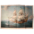 1957 MAYFLOWER II Ship Poster - National Geographic - Nautical Art & Technical Diagrams - 62x48cm - High Grade