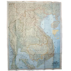 1967 VIETNAM, CAMBODIA, LAOS & THAILAND Map - National Geographic - Large 78x98cm - High Grade