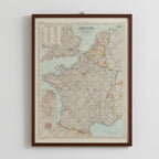 1960 FRANCE, BELGIUM & NETHERLANDS Map - National Geographic - Post-War Europe - 62x48cm - Excellent Condition