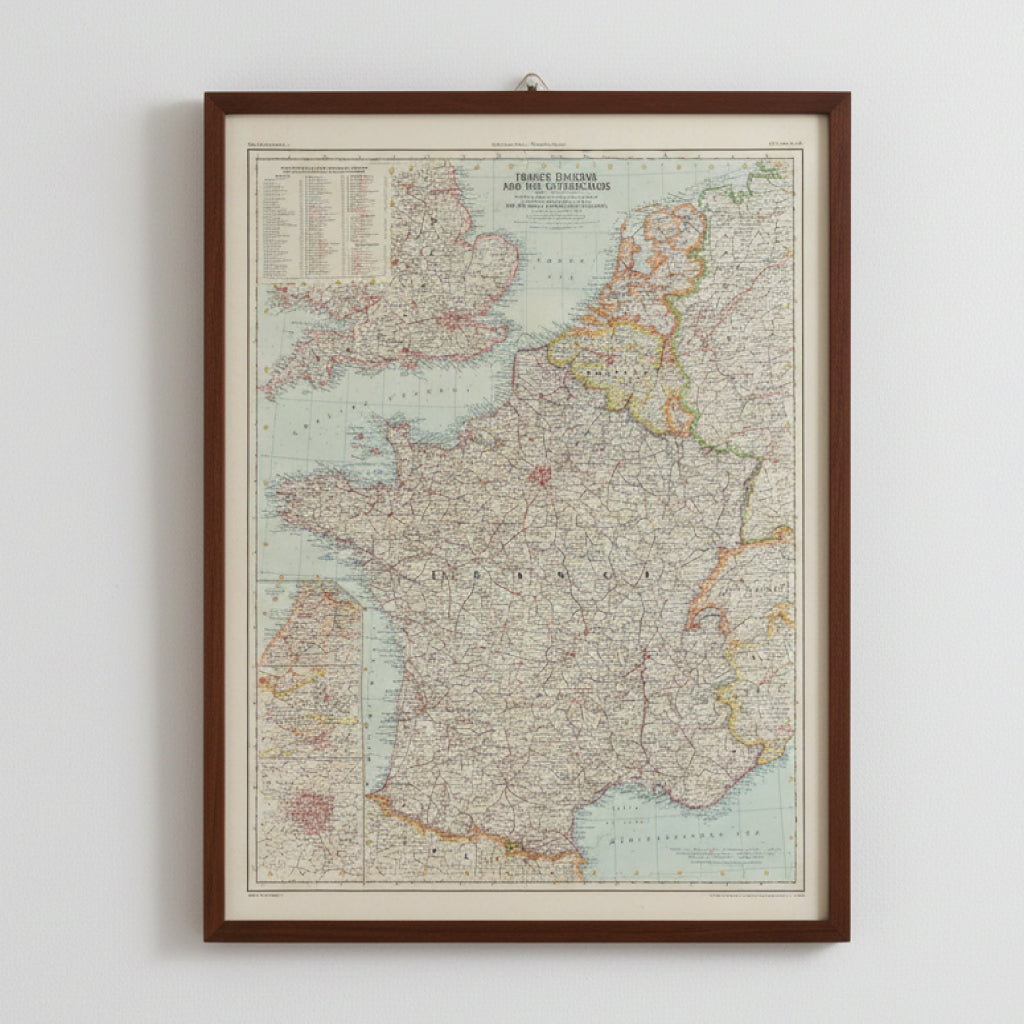 1960 FRANCE, BELGIUM & NETHERLANDS Map - National Geographic - Post-War Europe - 62x48cm - Excellent Condition