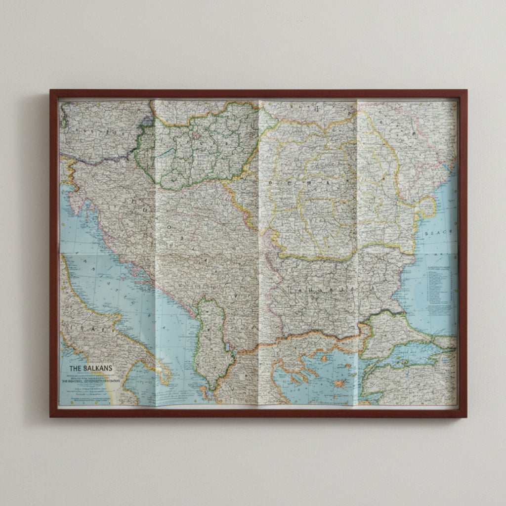 1962 THE BALKANS Map - National Geographic - Cold War Era Geography - Excellent Condition