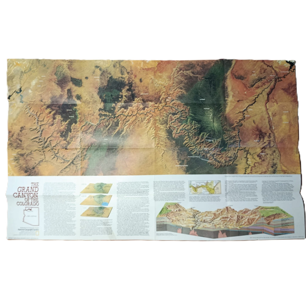 1978 THE HEART OF THE GRAND CANYON Map - National Geographic - Masterpiece by Tibor Tóth - 58x88cm - High Grade