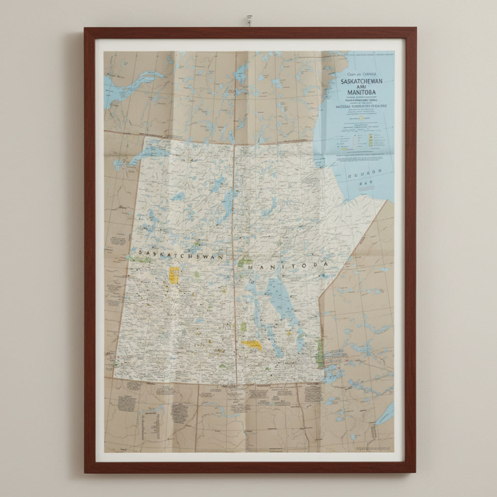 1979 SASKATCHEWAN & MANITOBA Map - National Geographic - Close-up: Canada Series - 57x78cm - High Grade