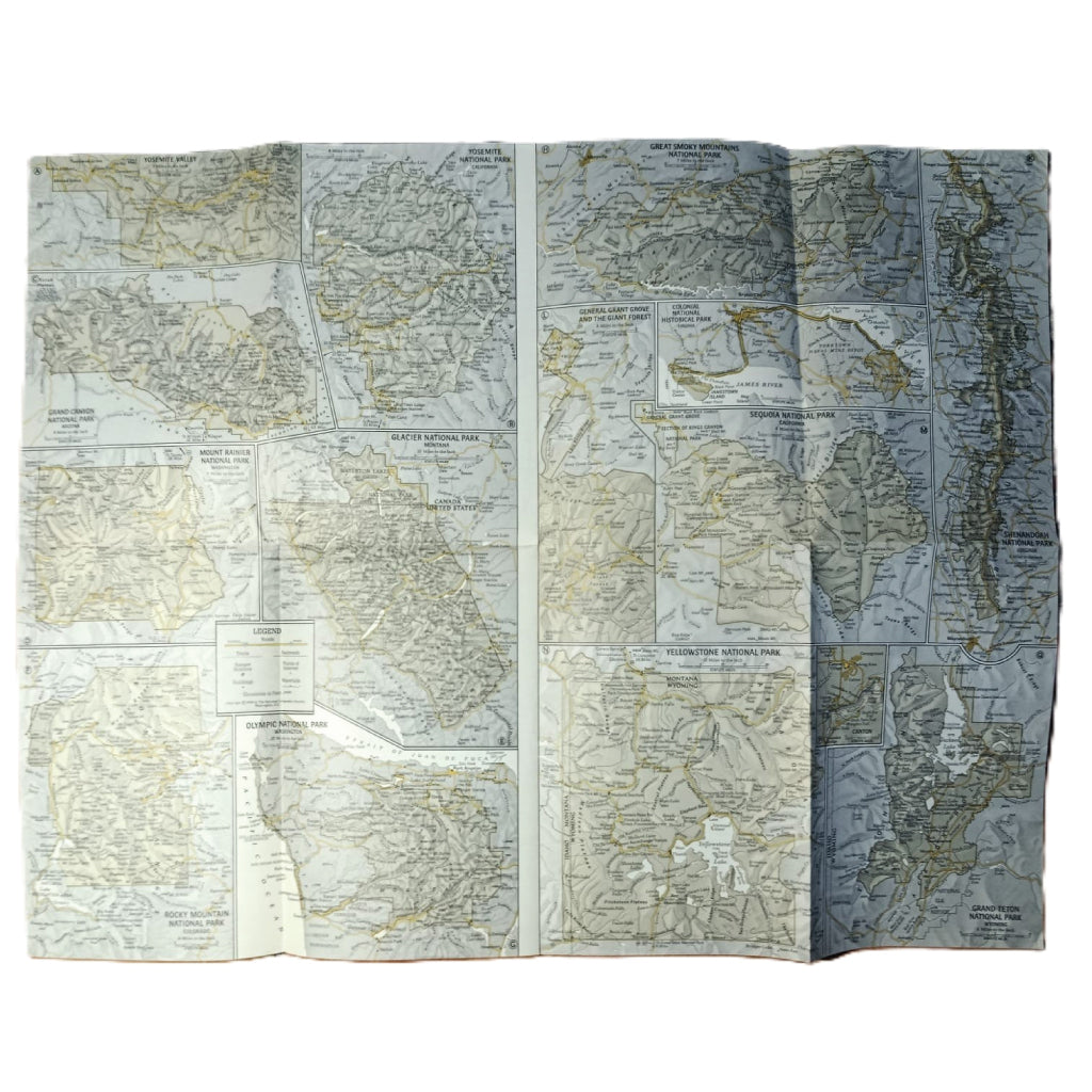 1958 NATIONAL PARKS of the USA & CANADA Map - National Geographic - Heritage Edition - 63x48cm - High Grade