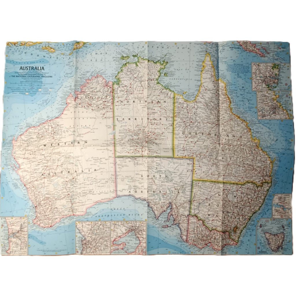 1963 AUSTRALIA Map - National Geographic - The Commonwealth / Continent Series - 63x48cm