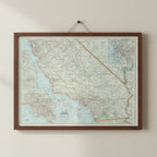 1966 CALIFORNIA Map - National Geographic - Northern & Southern Regions - 51x39cm - High Grade