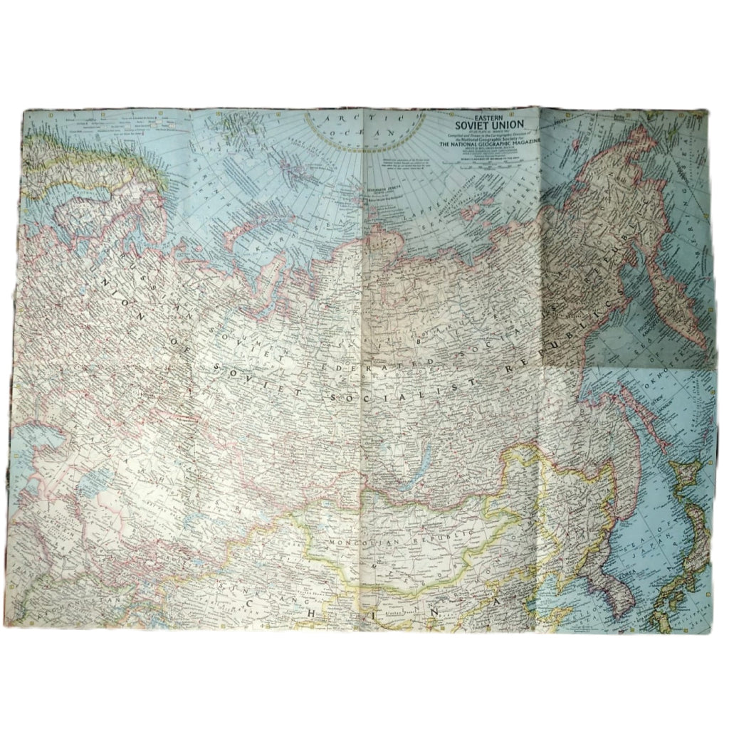 1967 EASTERN SOVIET UNION Map - National Geographic - Cold War Era / Siberia & Far East - 63x48cm
