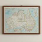 1963 AUSTRALIA Vintage Map - National Geographic - Continent & Oceanía - 63x48cm - Collector's Grade