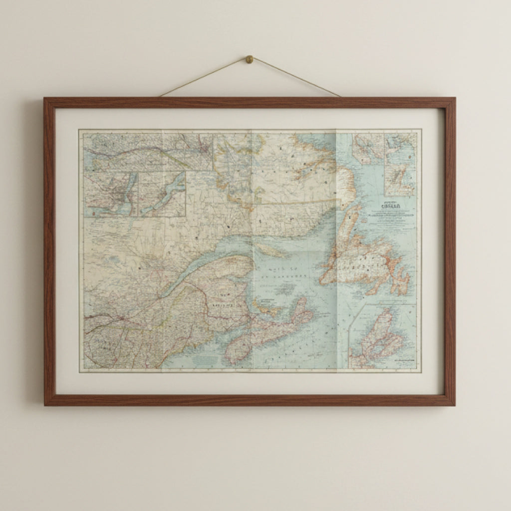 1967 EASTERN CANADA Map - National Geographic - Quebec, Ontario & Maritimes - 63x48cm - High Grade