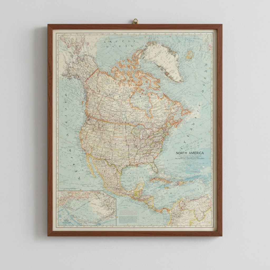 1964 NORTH AMERICA Map - National Geographic - Continental Series - 48x63cm - High Grade
