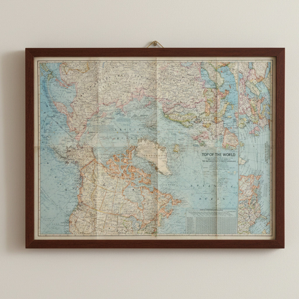 1965 TOP OF THE WORLD Map - National Geographic - Arctic & Polar Regions - 63x48cm