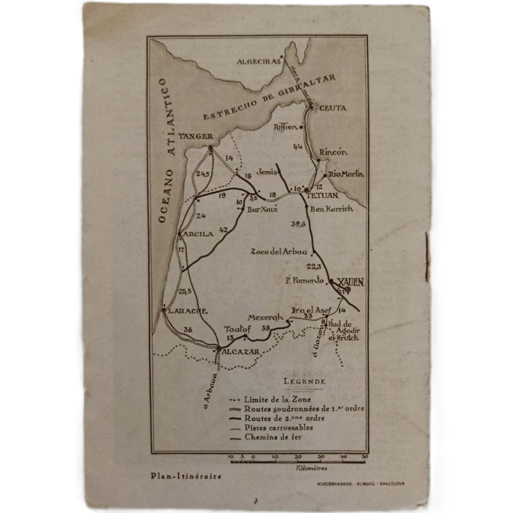 MAROC ESPAGNOL. TÉTOUAN. A DEUX HEURES ET DEMIE D'EUROPE PAR ALGECIRAS- CEUTA (Folleto turístico años 30)
