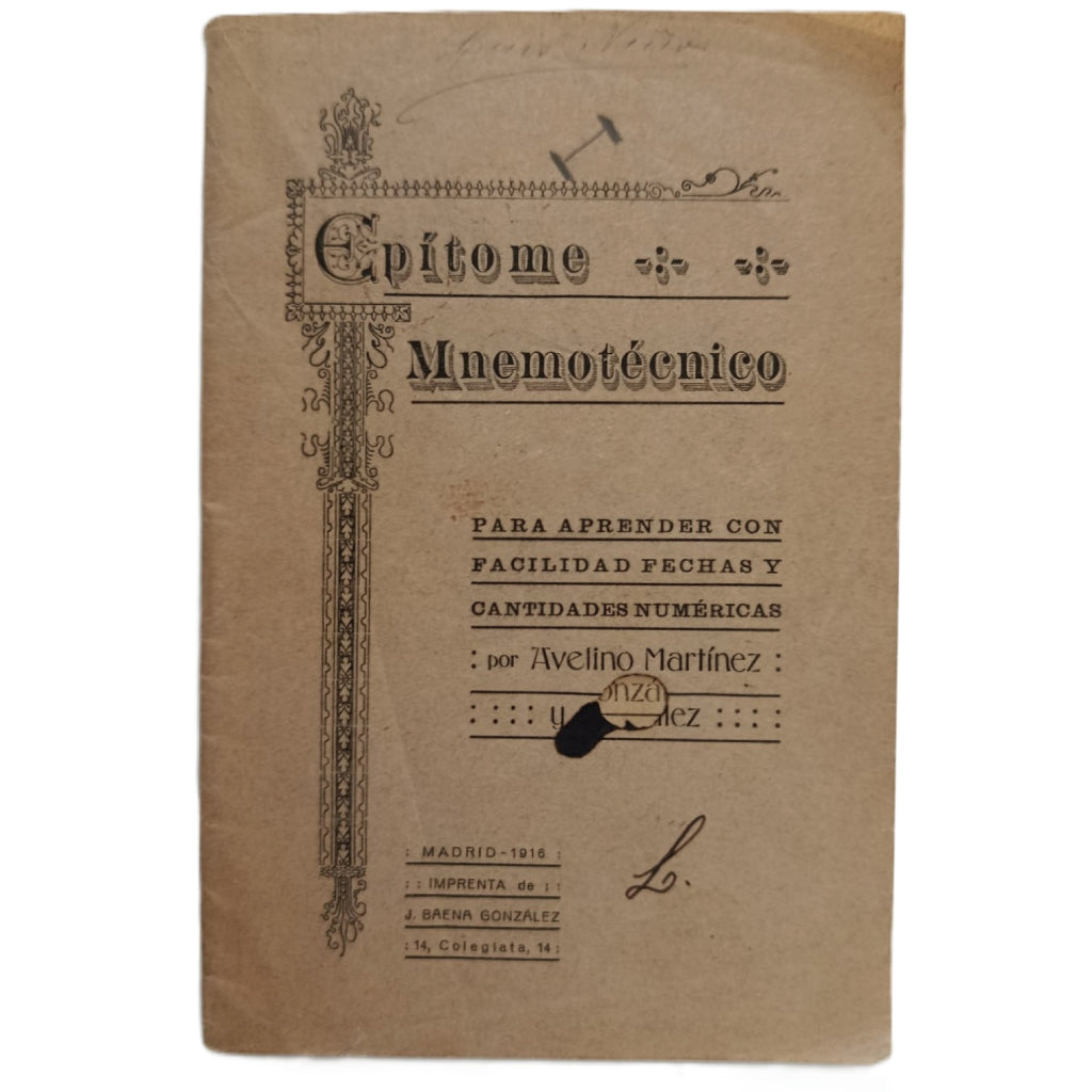 EPÍTOME MNEMOTÉCNICO. AVELINO MARTÍNEZ Y GONZÁLEZ