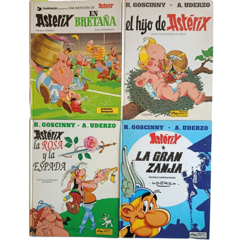 4 CÓMICS ASTÉRIX: Astérix en Bretaña/ La Gran Zanja/ El Hijo de Astérix/ La Rosa y la Espada