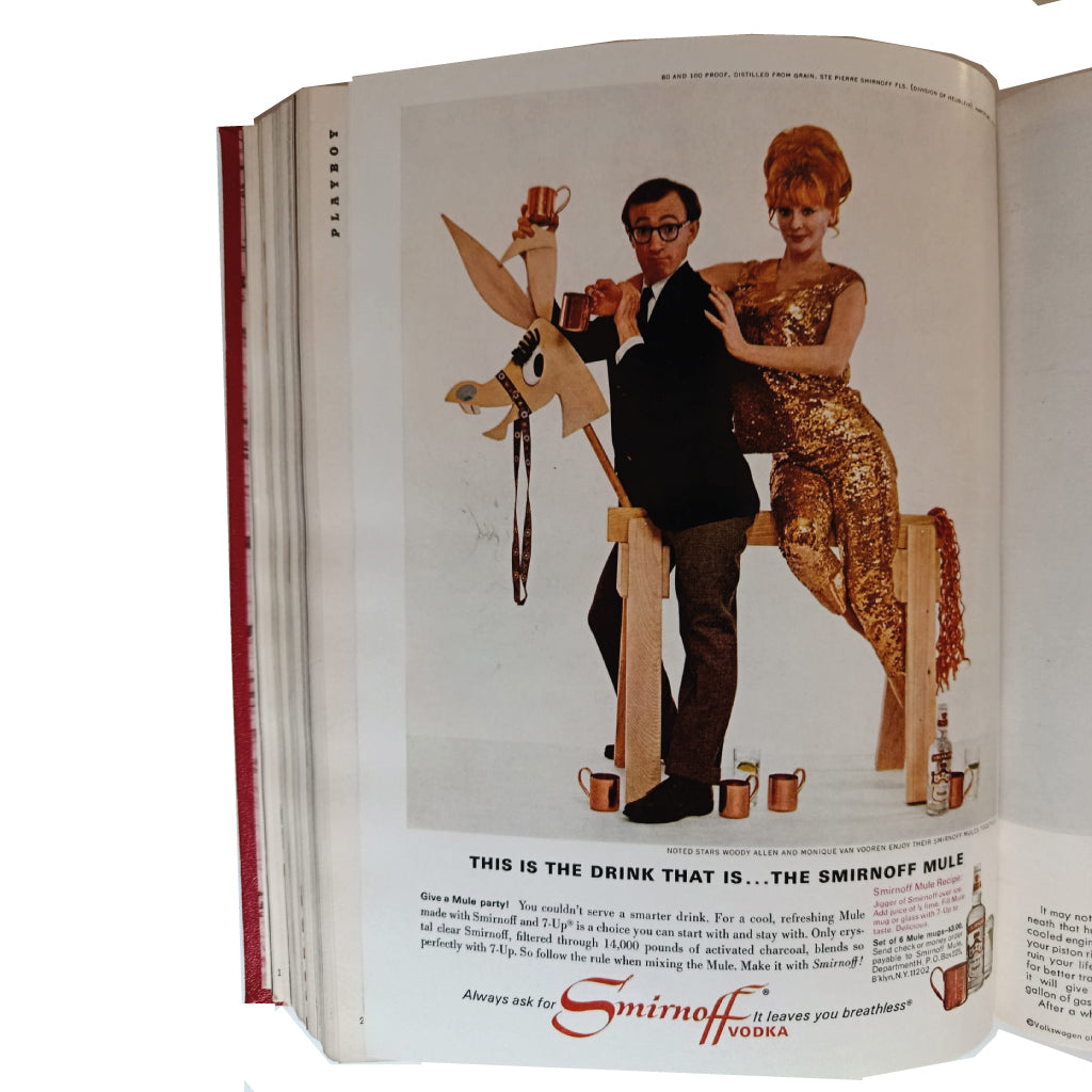 LOTE PLAYBOY UK (1965-1966) - 12 REVISTAS ENCUADERNADAS EN 3 TOMOS DE LUJO (PIEL Y TELA) - DESPLEGABLES CONSERVADOS