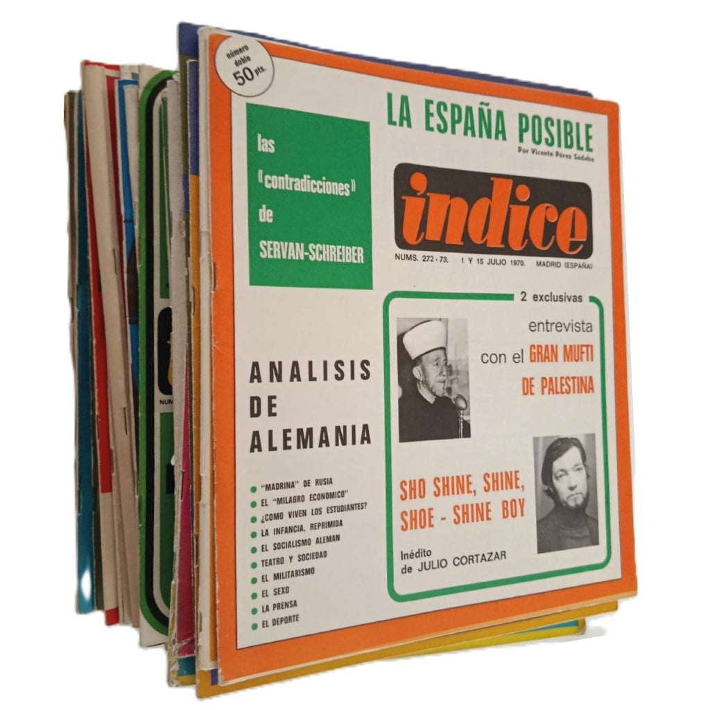LOTE 34 EJEMPLARES: REVISTA ÍNDICE (ARTES Y LETRAS). AÑOS 60-70