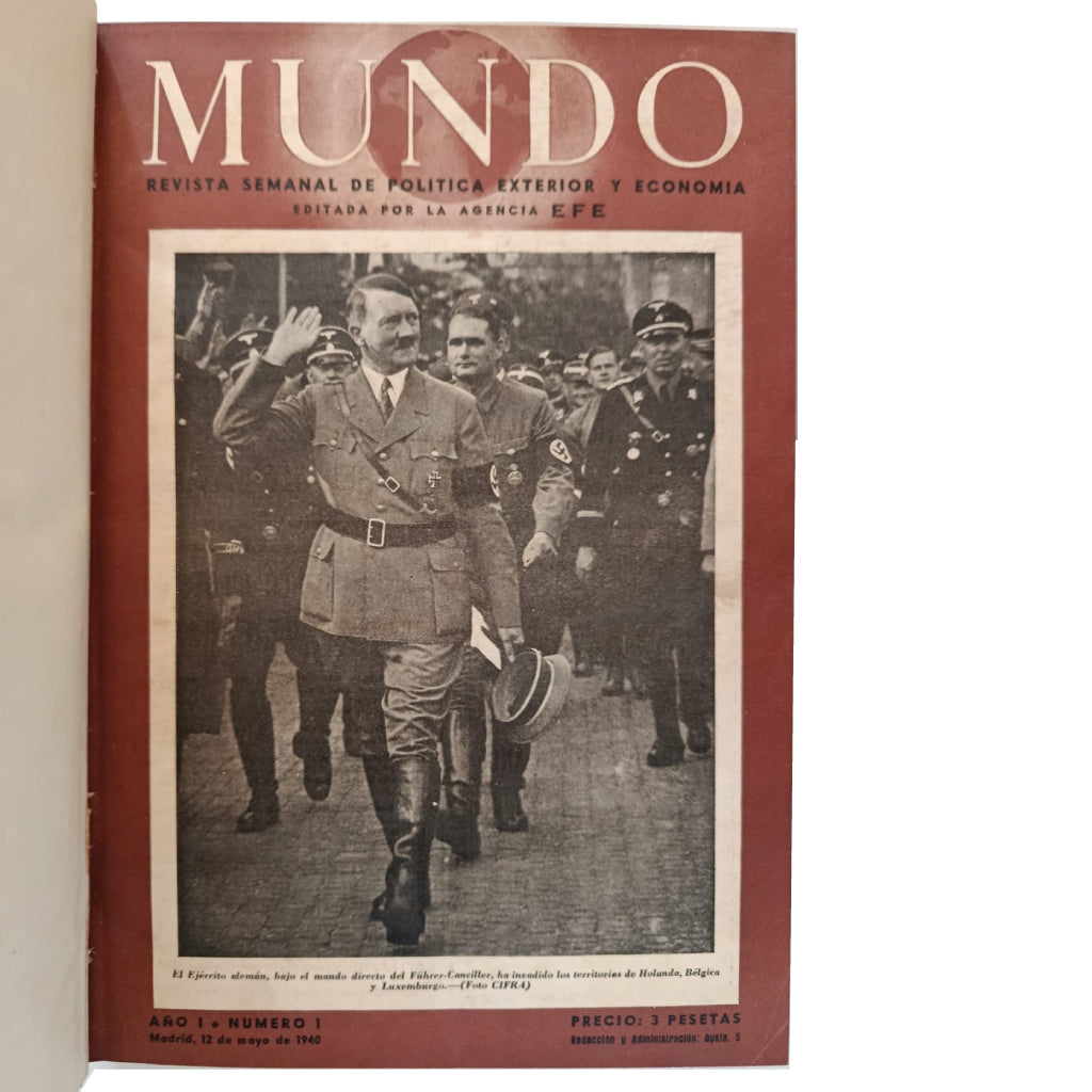 SEGUNDA GUERRA MUNDIAL: COLECCIÓN CASI COMPLETA REVISTA MUNDO (1940-1945). 14 TOMOS LUJO PIEL Y ORO
