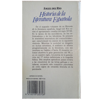 HISTORIA DE LA LITERATURA ESPAÑOLA 2: Desde 1700 hasta nuestros días. Río, Ángel del