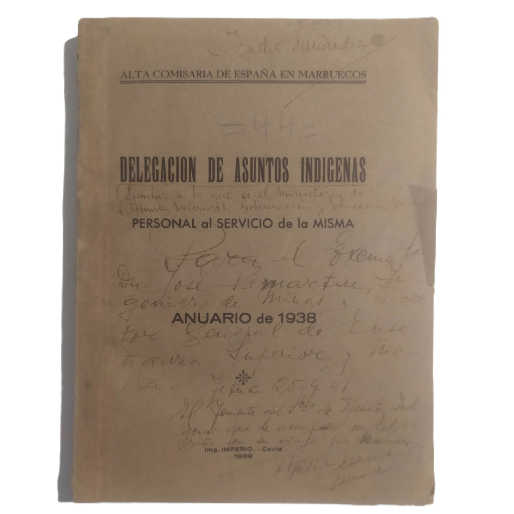 DELEGACIÓN DE ASUNTOS INDÍGENAS. PERSONAL AL SERVICIO DE LA MISMA. ANUARIO DE 1938.