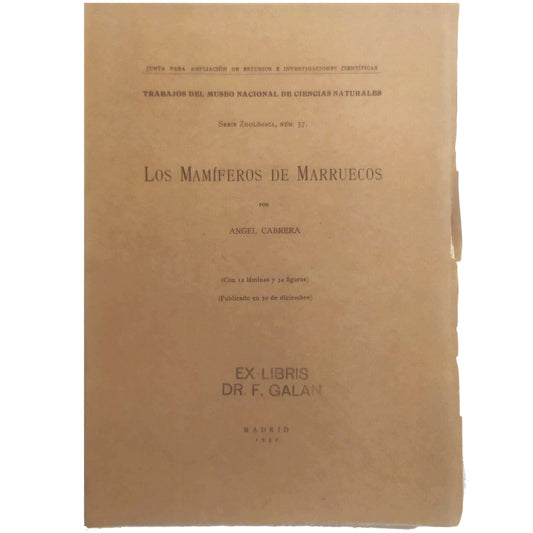 LOS MAMÍFEROS DE MARRUECOS. Cabrera, Ángel
